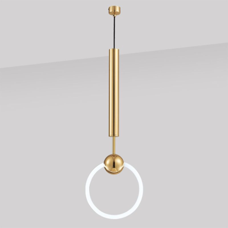 Lámpara de suspensión de techo de anillo de oro simplicidad led metal de metal luz colgante para dormitorio
