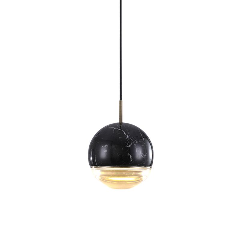 Dome Pendant Light Simplicity Marble Single-Bulb Dining Room Suspension Light Fixture
