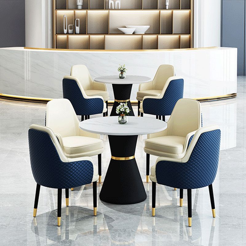 1/2/3/5 PCS Salle de salle à manger moderne avec table ronde et chaises en cuir Ensemble de restauration