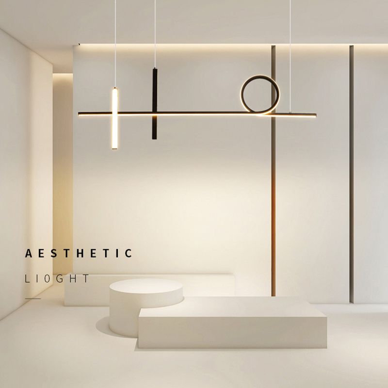 Simplicity Contemporary Island Lights Acrylic Shade Geometry Hanging Light for Dining Room