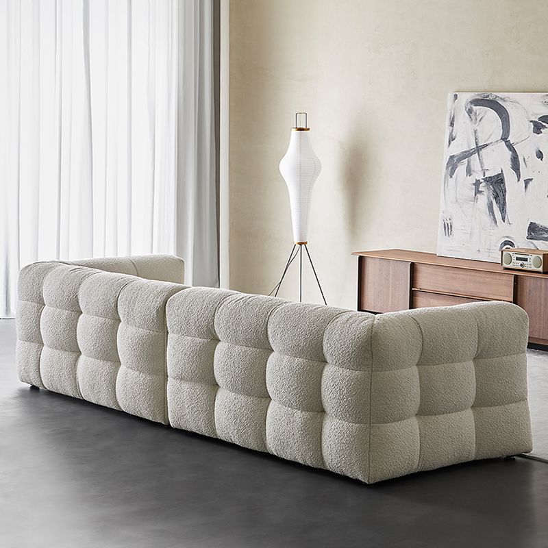 Contemporary 41.3" D Wool Sofa Biscuit Back Tuxedo Fabric Sofa