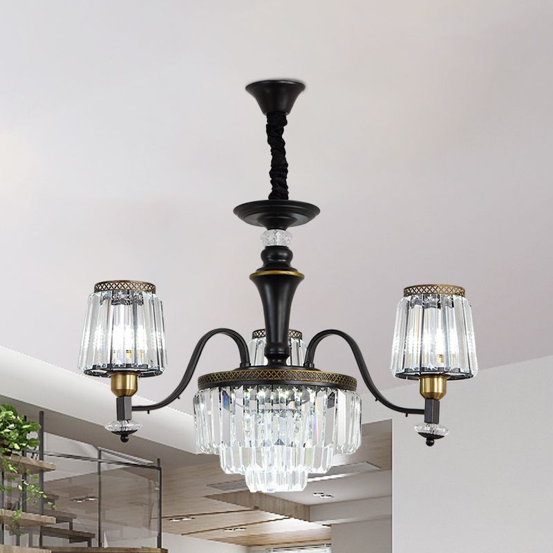 Black Black Crystal Block Vintage Light Vintage Light Vintage Lampada lampadario lampadario lampadario lampadario sala da pranzo