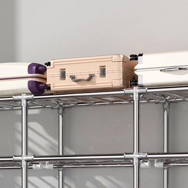 Modern Style Metal Wardrobe 3-Tier Cloth Rod Included Wardrobe Closet