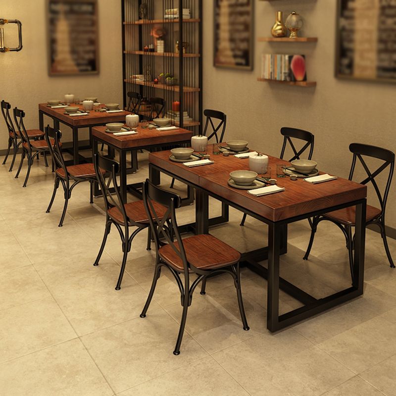 Tavolo da cucina in legno in legno massiccio industriale Tavolo quadrata marrone per sala da pranzo