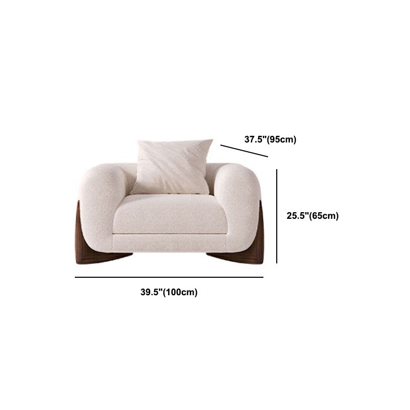 Contemporary White Wool Sofa Tuxedo Arm Cushions Sofa with Pillows