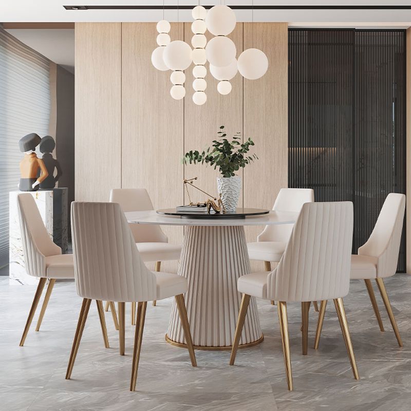 Glam Home Convertible Dining Table Sintered Stone Round Pedestal Table