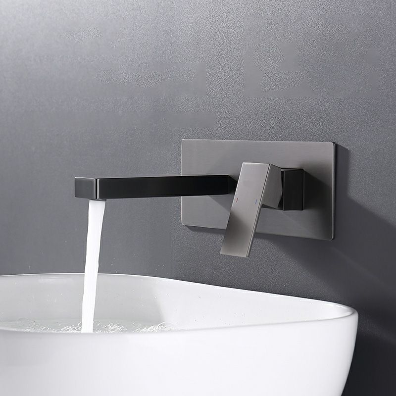 Wall Mounted Bathroom Faucet Low Arc Lever Handle 2 Hole Faucets