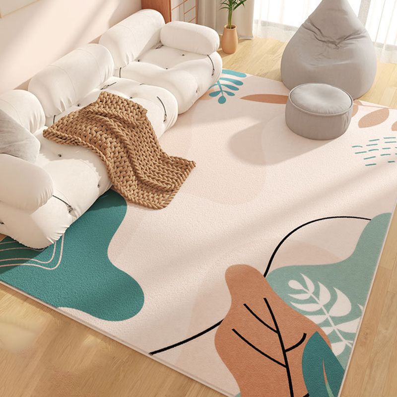 Color Block Living Room Rug Nordic Style Carpet Polyester Washable Area Rug