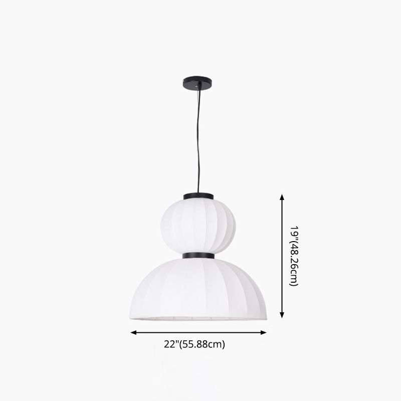 White Geometric Silk Pendant Light Nordic Modern Down Lighting for Living Room