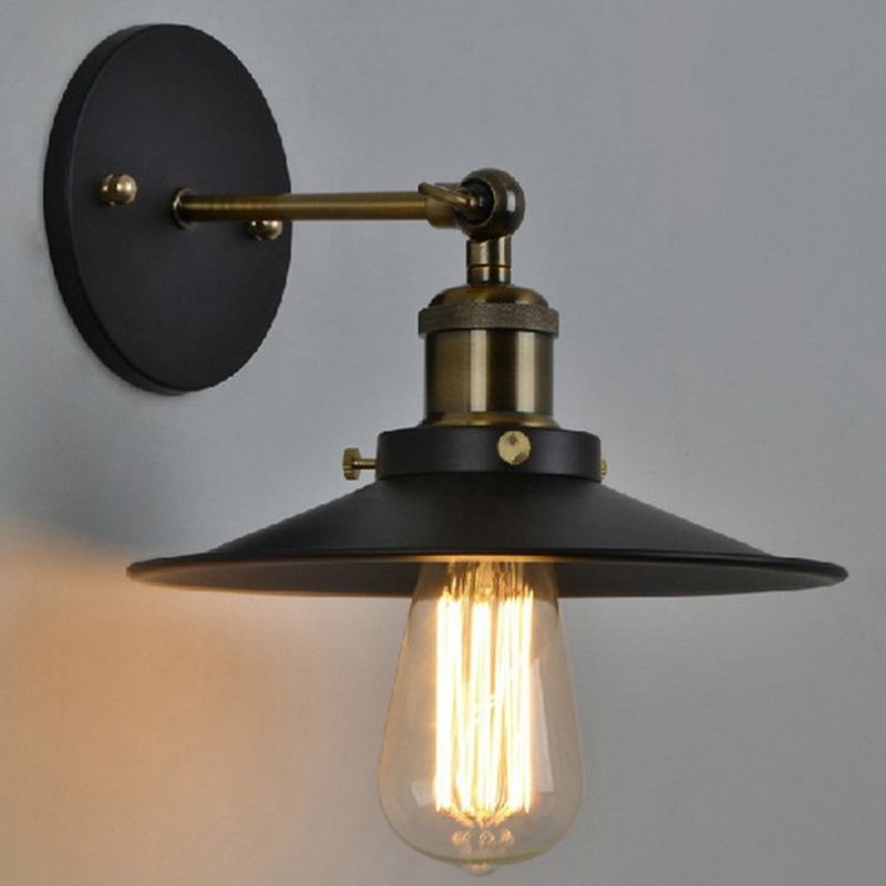 Vintage Industrial Style Glasce Single Light avec peu profond de lampe murale à ombre à métaux évasé pour barre