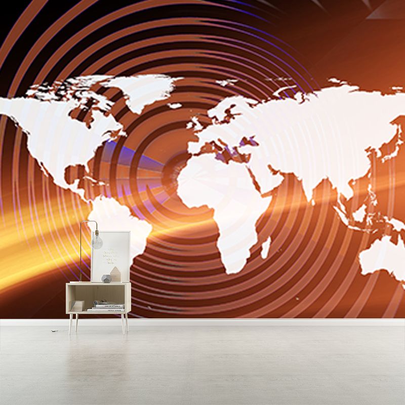 Environment Friendly Mural Wallpaper World Map Illustration Bedroom Wall Mural