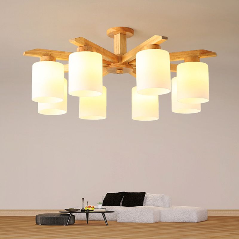 Moderne Flush -Leuchten Holzzylinder Flush Mount Lampe in Braun für Wohnzimmer