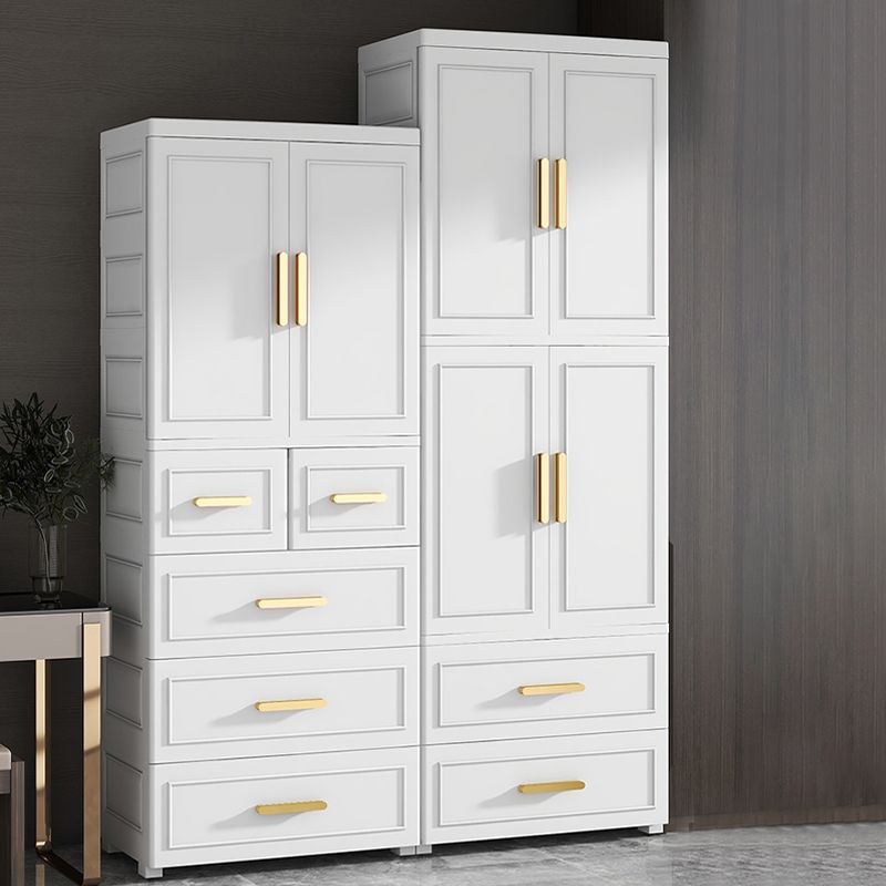 Plastic Wardrobe Cabinet with Drawer Modern Hinged Wardrobe Closet