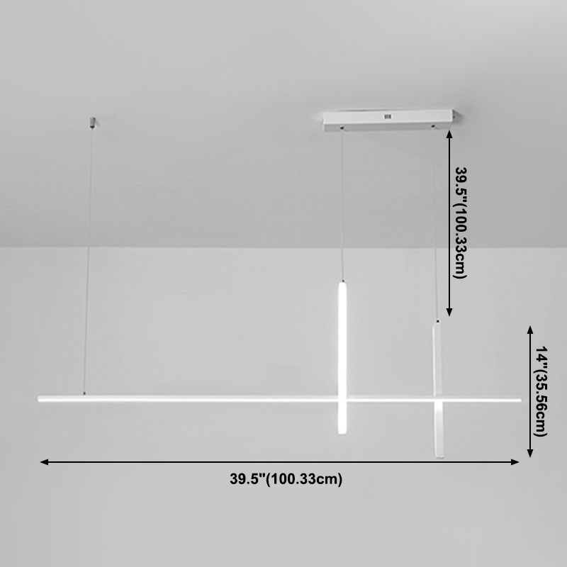 Luci d'isola lineare Luce a soffitto dell'isola metallica contemporanea in finitura bianca