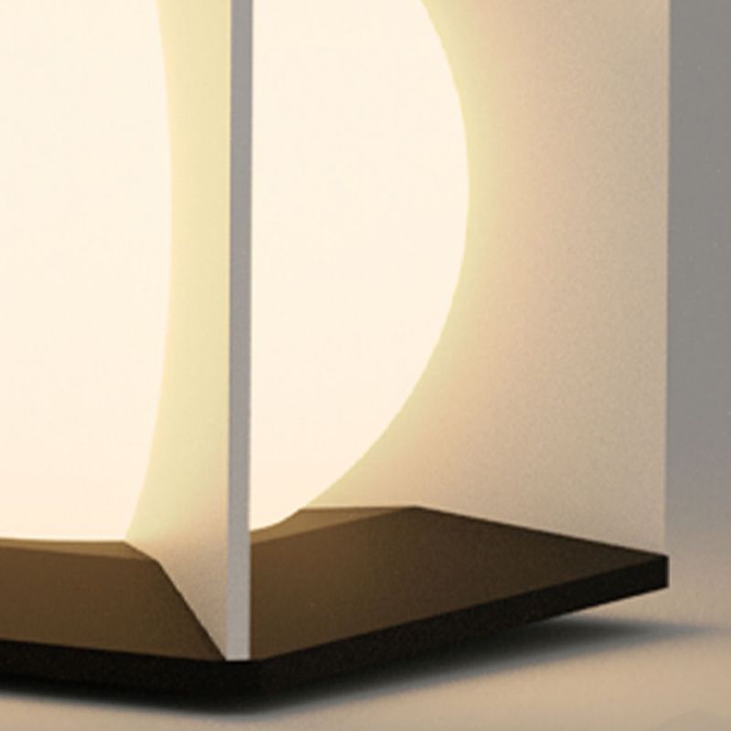 Metal Square Shape Solar Pillar Lamp Modern Style 1 Light Outdoor Lights in Black