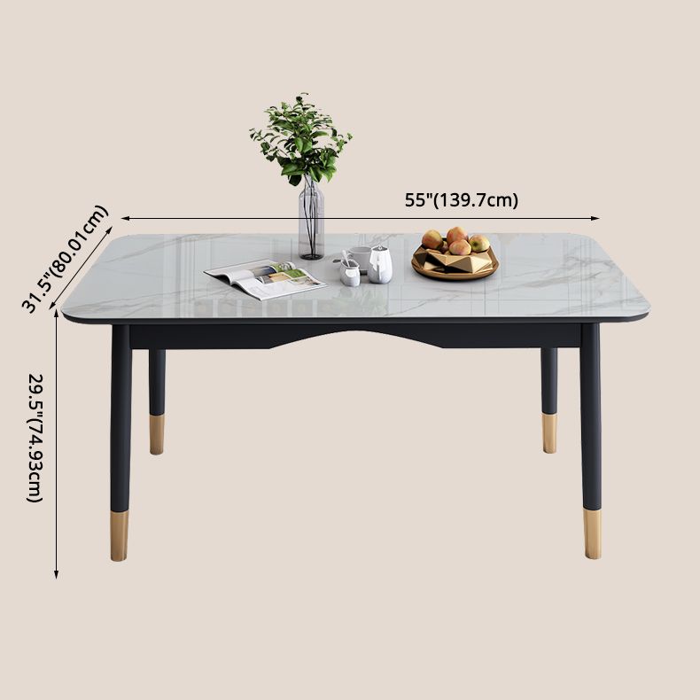 Dining Room Set Modern with Sintered Stone Dining Table and Cushion Chairs