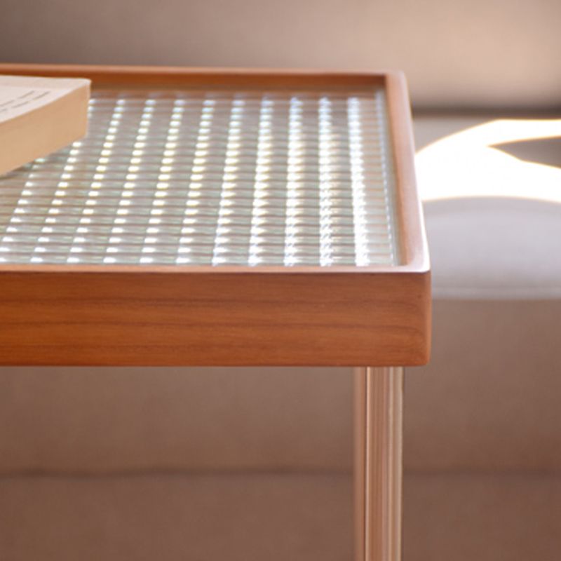 Modern Cross Legs End Slide Table Clear Tray Top Corner Table