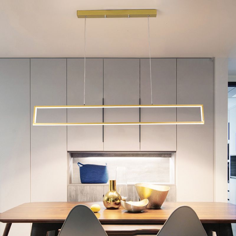 Rectangle Shape Island Pendant Contemporary Style Metal 1 Light Pendant Lighting Fixture