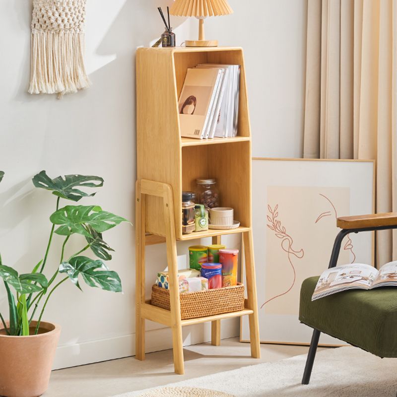Contemporary Closed Back Bamboo Bookshelf Vertical Bookcase with Shelves