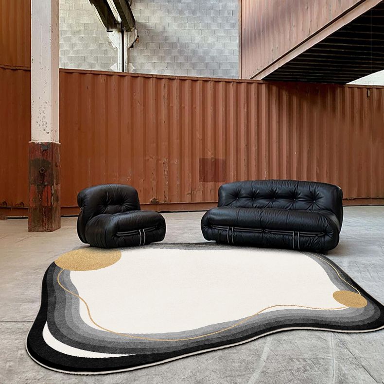 White Minimalist Area Carpet Polyester Abstract Carpet Non-Split Indoor Rug for Home Decoration