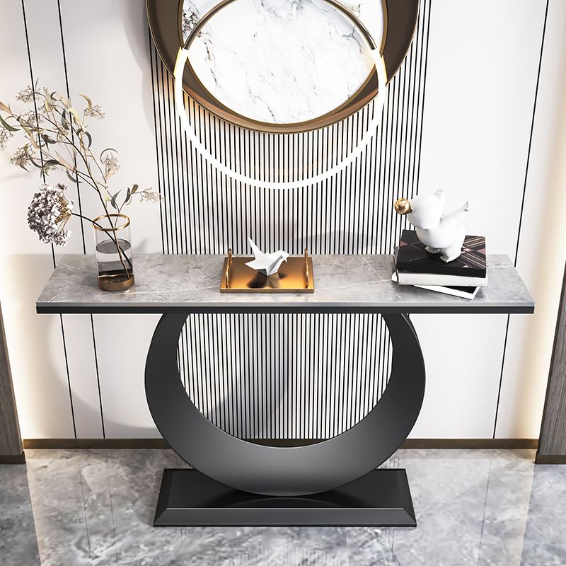 Glam Rectangle Console Table 31.5" Tall Stone Accent Table for Hall