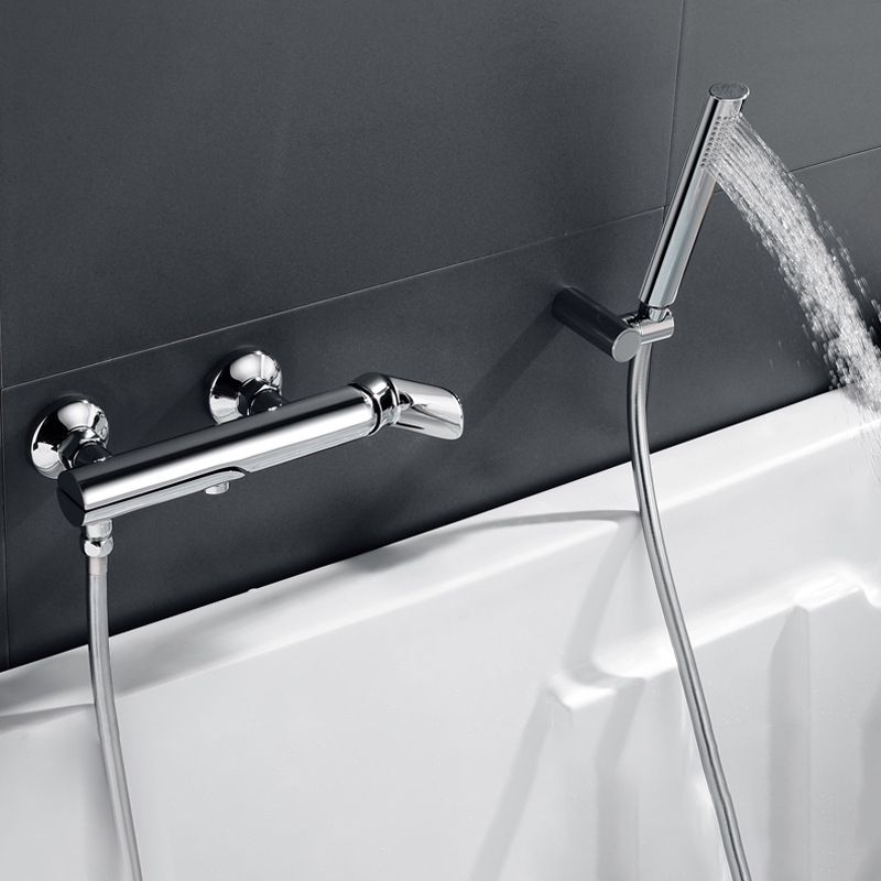Contemporary Wall Mounted Copper Freestanding Tub Filler Single Handle Faucet