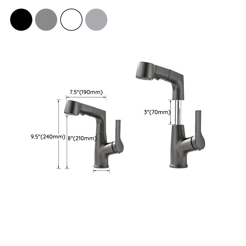 Modern Sink Faucet Pull-out Lever Handle Brass Faucet Bathroom