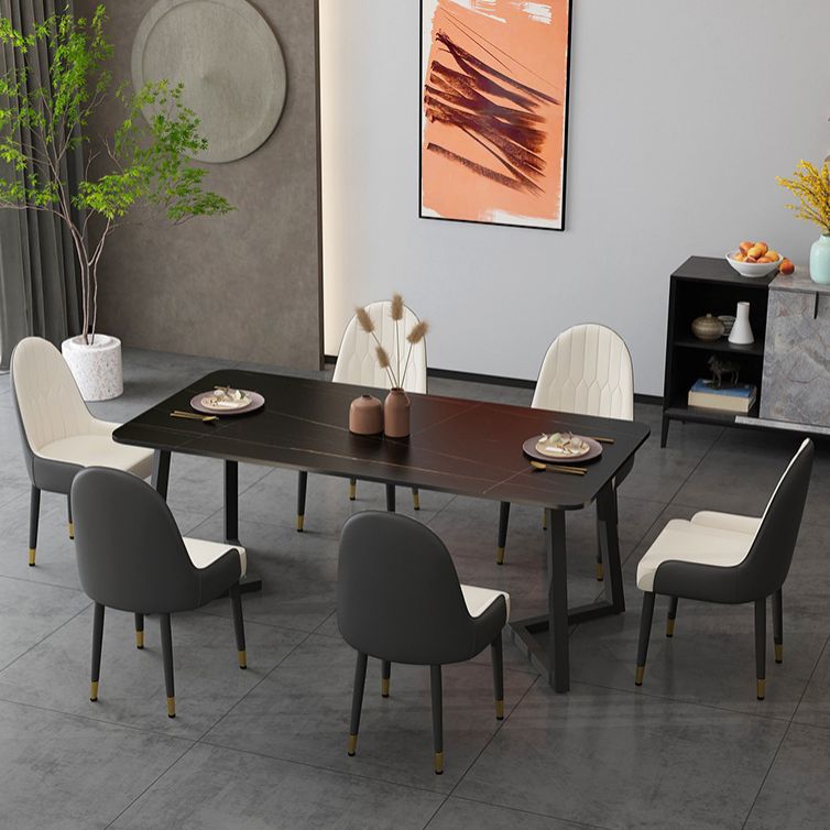 Modern Stone Rectangle Dining Table 1/2/5/7 Pieces Dining Set for Kitchen