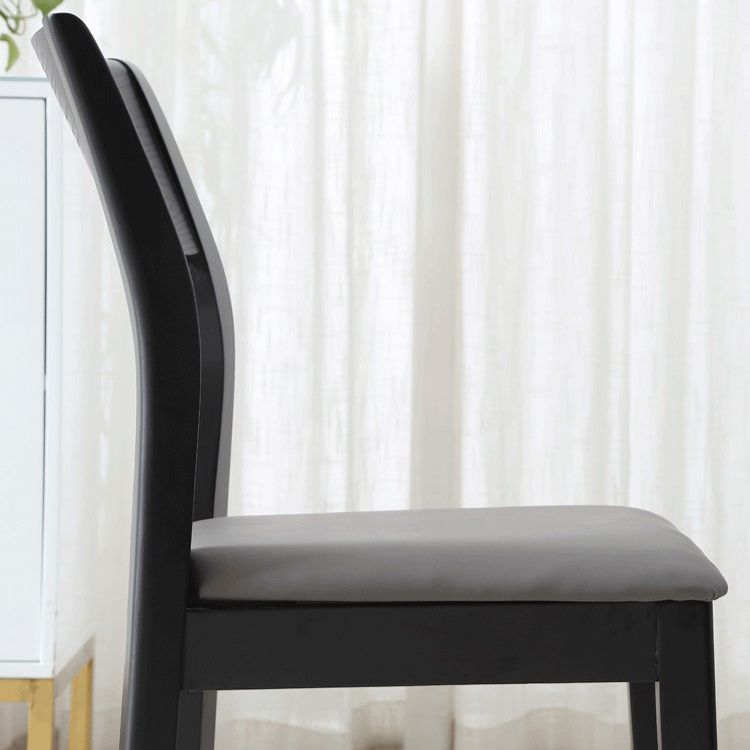Chaise de salle à manger contemporaine, chaise latérale ouverte de 16 pouces de large avec 4 pieds en bois noir pour un usage domestique