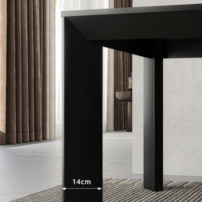 Modern Rectangle Dining Site Table Black Solid Wood 4 Legs Dining Table
