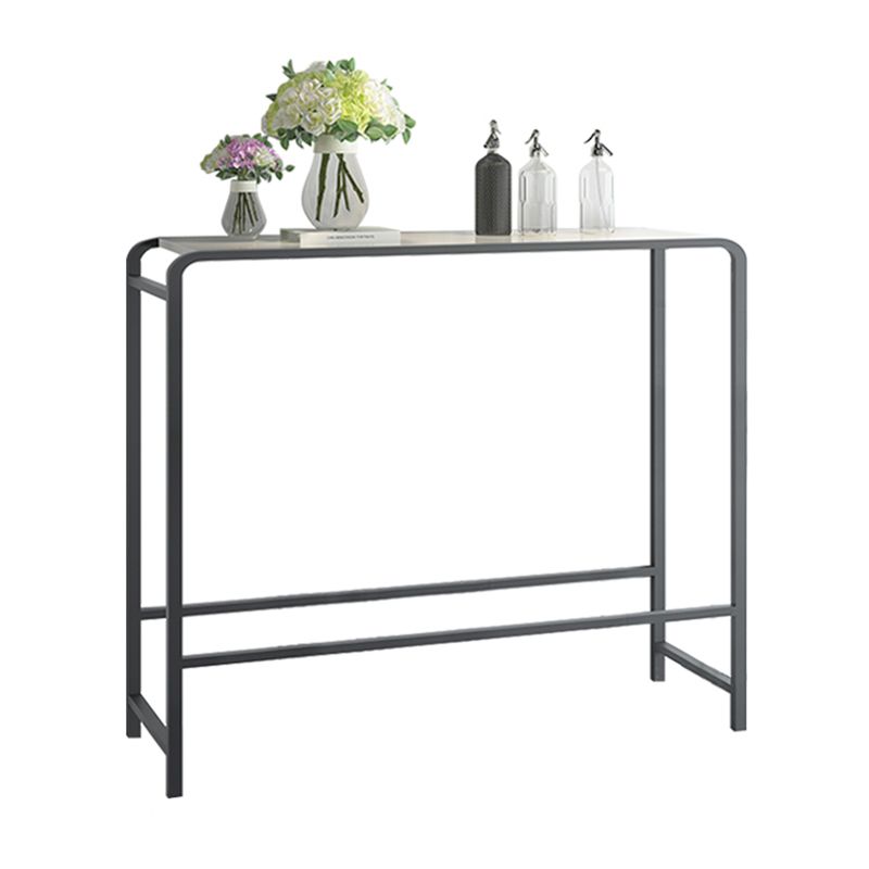 Modern Bar Dining Table Rectangle Indoor Bar Stool Table with Footrest