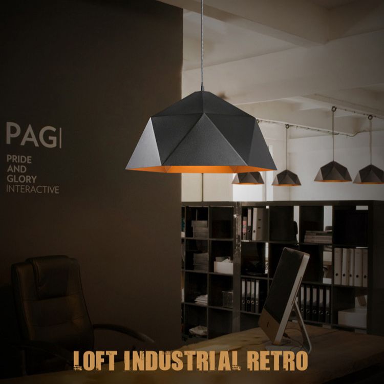 Ombre hexagonale à la baisse du pendentif Simplicité Style Pendre en métal Éclairage de pendentif en métal