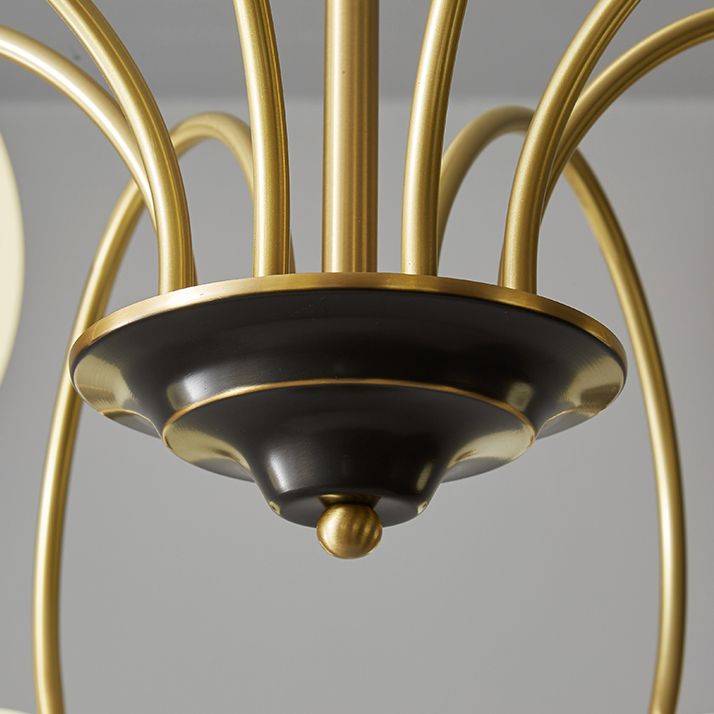 Gold Chandelier Light Fixtures Modern Multi-Head Hanging Pendant Lamps with Glass Shade