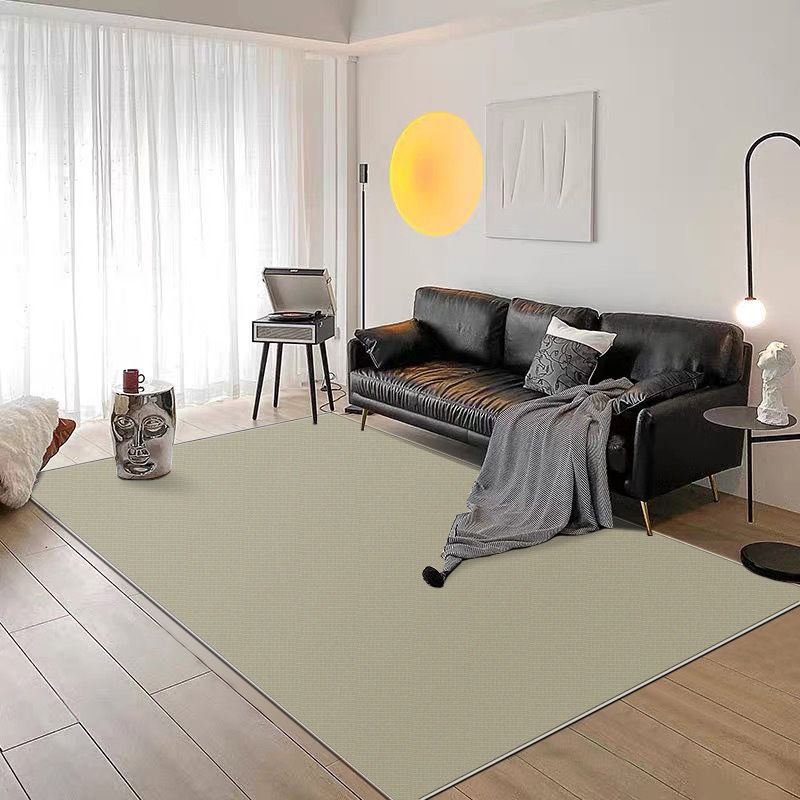 Modern Living Room Area Rug Solid Color Polyester Area Carpet Stain Resistant Rug