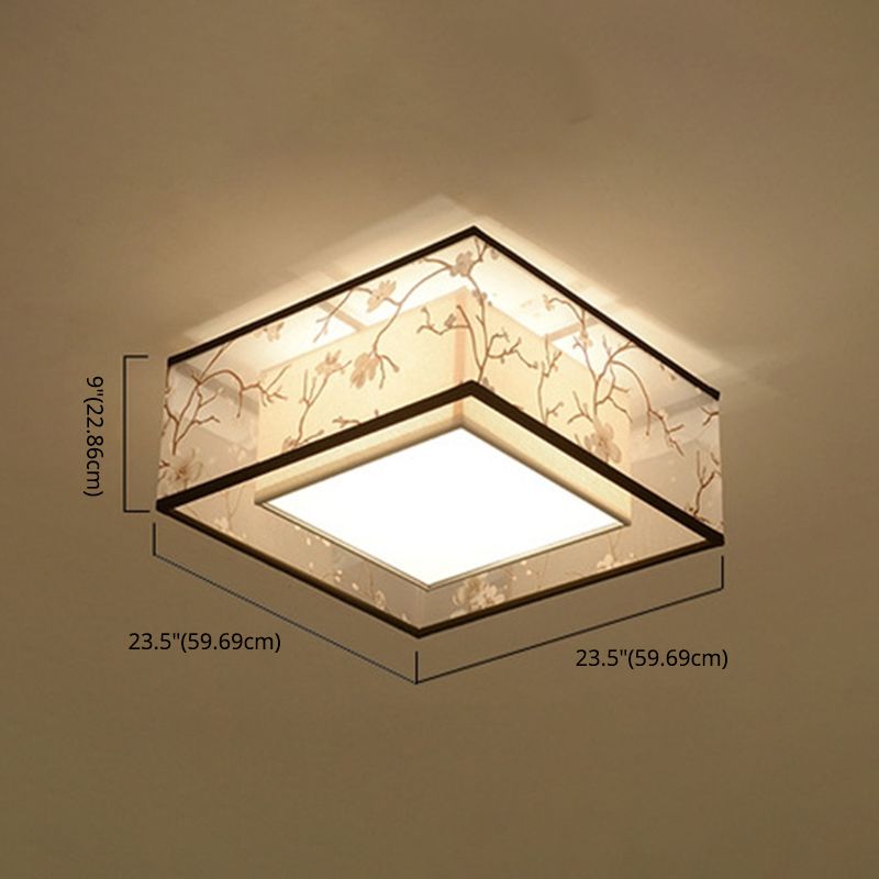 Fabric Square Flush Mount Ceiling Fixture Modern Flush Ceiling Light Fixture for Bedroom