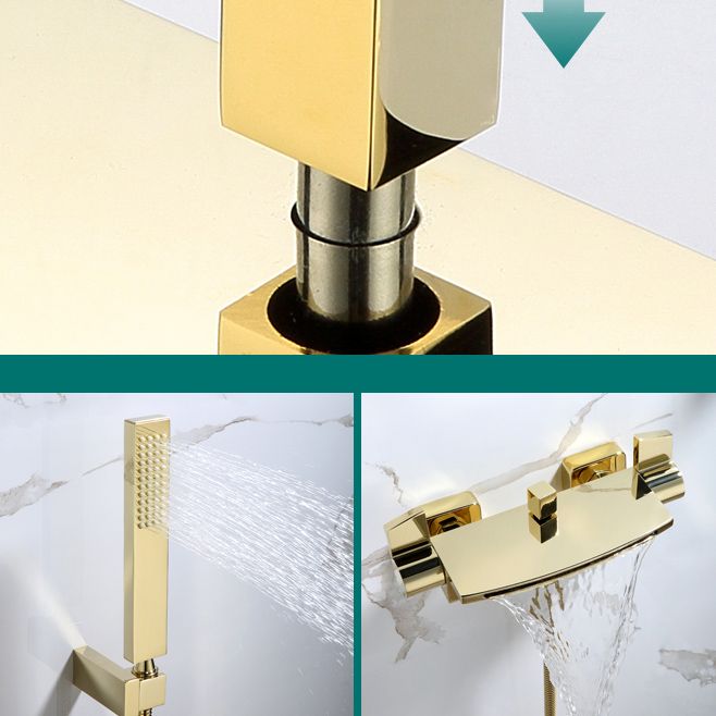 Modern Tub Faucet Trim Copper with Diverter and Hose Wall Mounted Bath Filler
