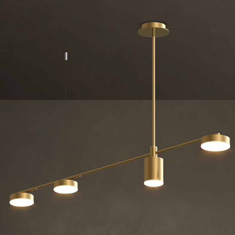 Cylinder Island Lights Modern Metal 4 Light Island Lighting in Gold