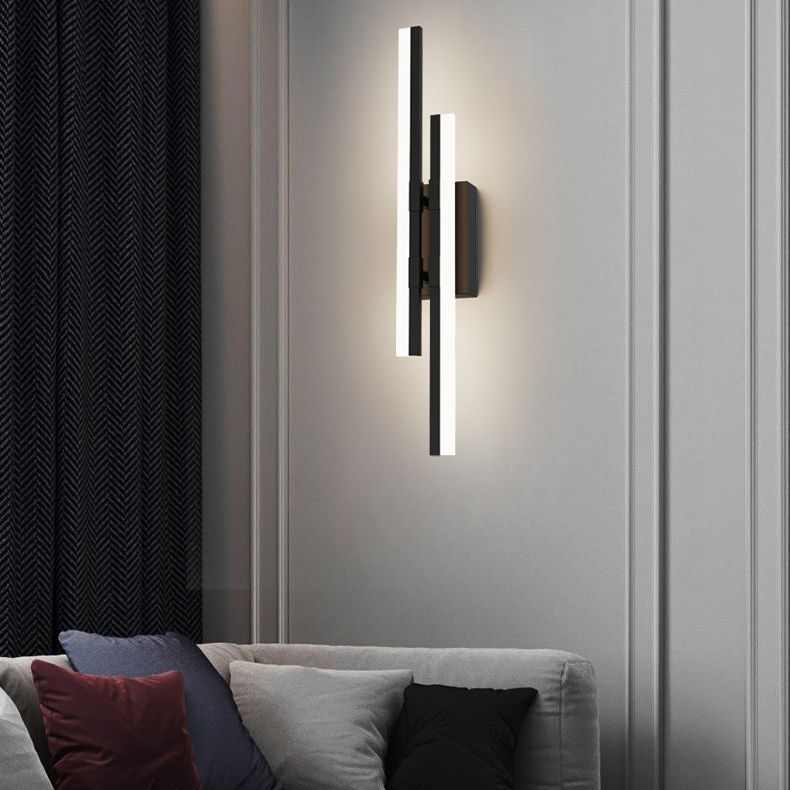 2-Lights Linear Wall Sconce Nordic Minimalist Style Aluminum Sconce Wall Light