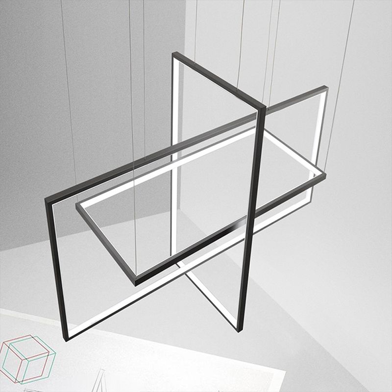 Rettangolo metallo a sospensione del soffitto semplice stile nero Luce isola a led in luce calda/bianca/naturale, larghe 23,5 "/31,5"/38 "