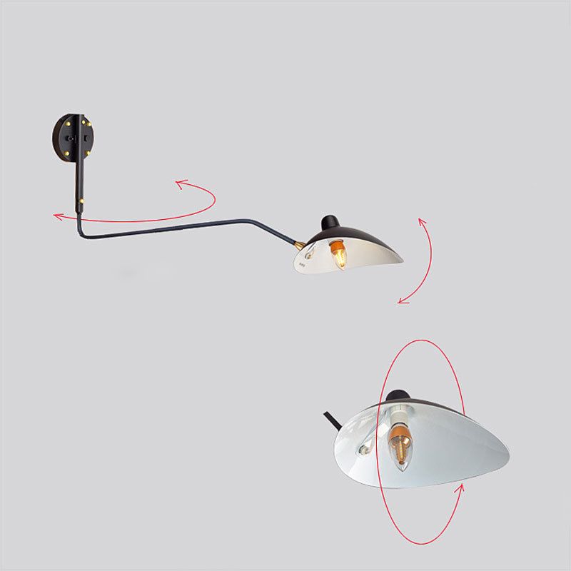 Fispositi di illuminazione in metallo industriale a parete a 1 luci di altalena in nero in nero