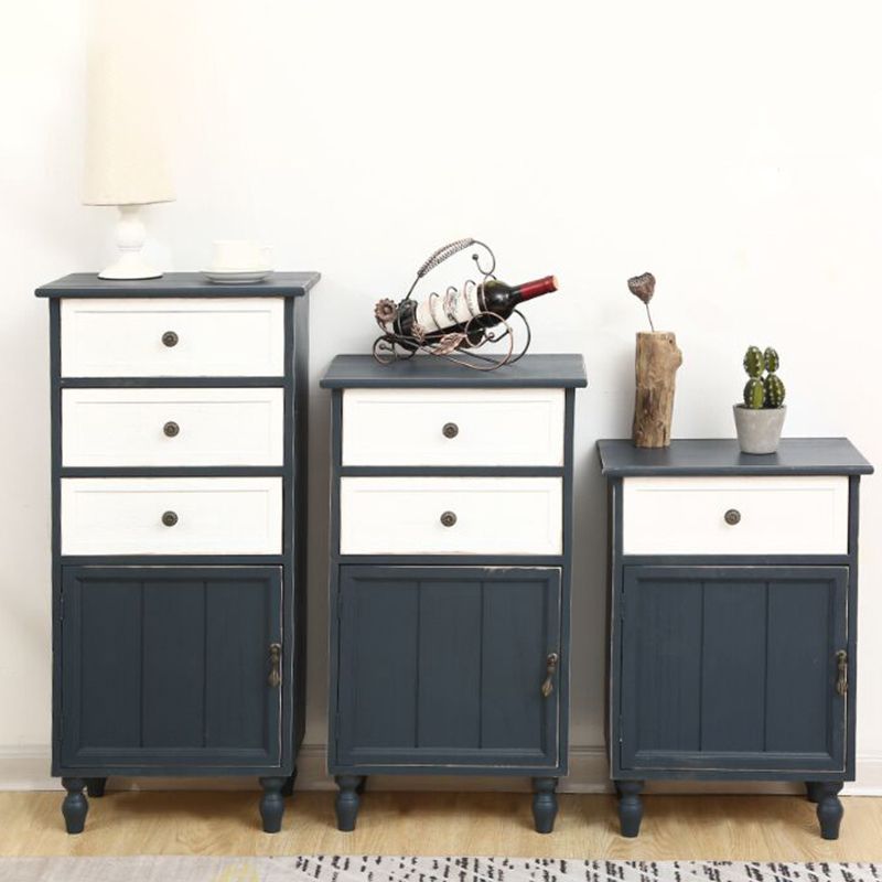 Industrial Turned Legs Accent Cabinet with Door and Drawers Storage Cabinet