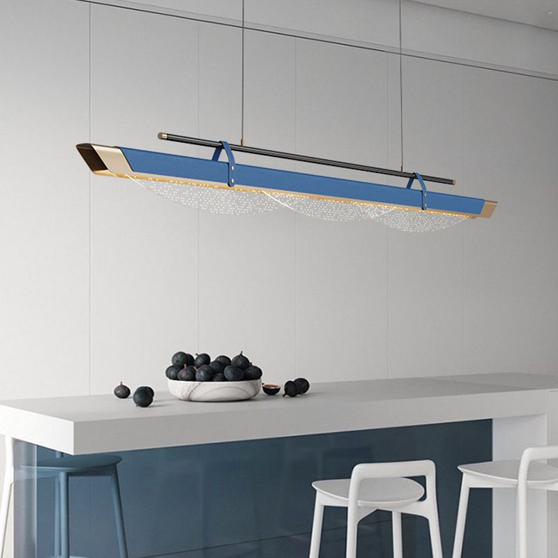 Leather LED Island Light Fixture Ultra-Modern Hanging Light for Dining Room
