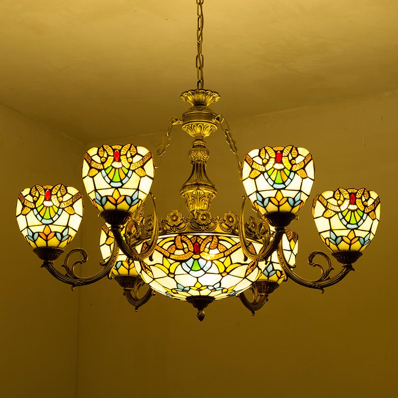 Luminaire ludique en forme de bol Talage de vitrail de style tiffany