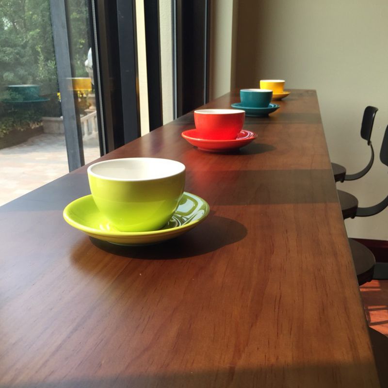 Wood Top Table Industrial Style Bistro Pub Table for Dining Room