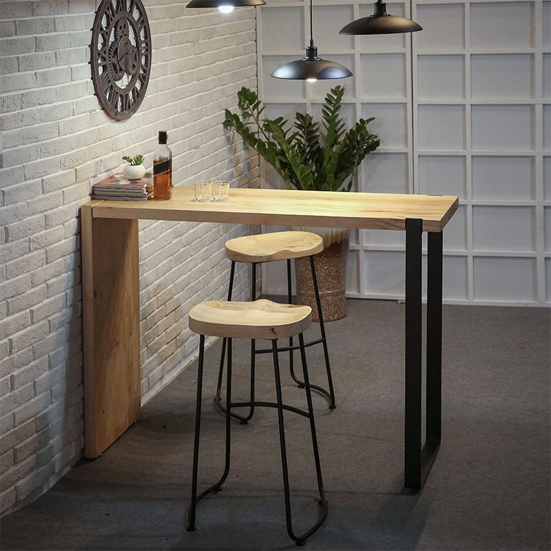 Modern Bar Height Table Solid Wood Top Bistro Bar Table for Patio Use