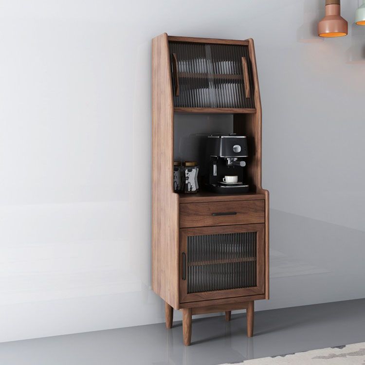 Ultra Modern Pine Dining Hutch Glass Doors Storage Cabinet for Dining Room