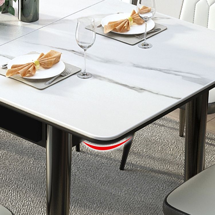 Küche moderne Sinter -Stein -Esstisch mit traditioneller Höhe mit zusammenklappbaren Esssätzen