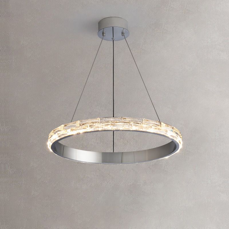 Silver Simplicity Chandelier Crystal Hanging Lamp for Living Room Dinning Room