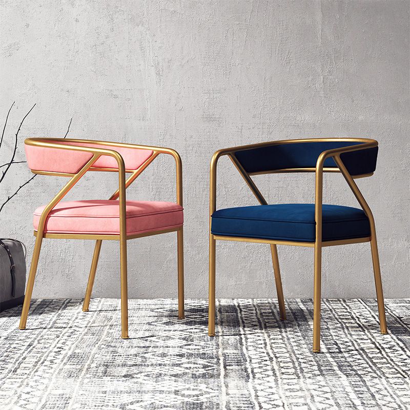 Silla de comedor de terciopelo Glam, sillas laterales de comedor con respaldo abierto para uso en restaurantes