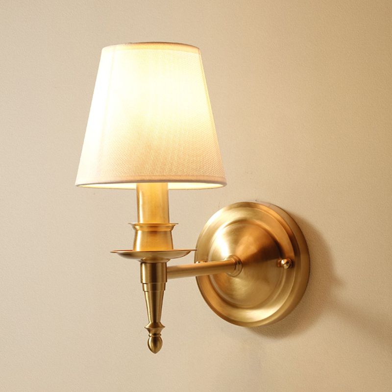 American Style Copper Wall Light Cylinder Shape Wall Lamp for Bedroom